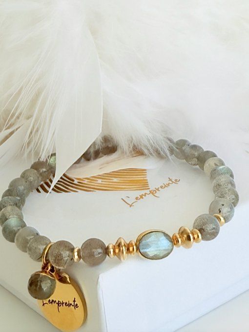 Labradorite - Pierre centrale ovale à facettes - Breloque ronde à facettes - Gold filled