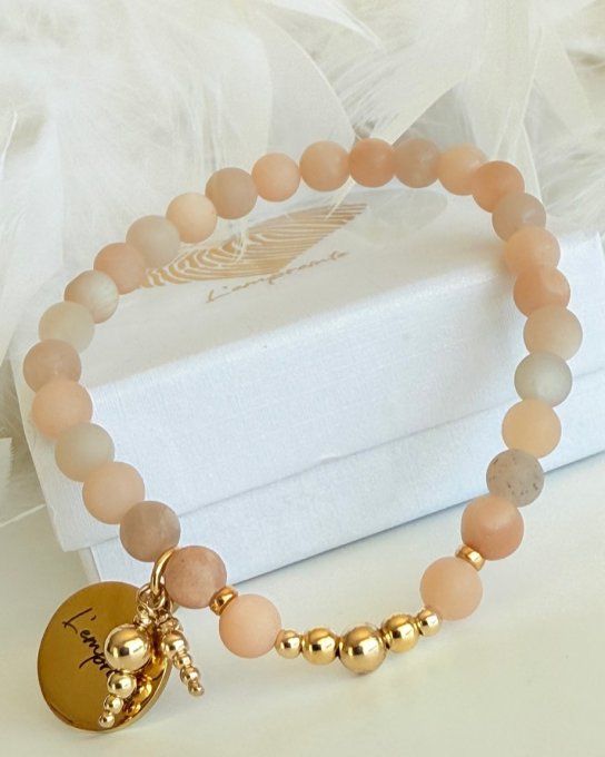 Pierre de Lune d’Inde rose mat - Apprêts Gold filled