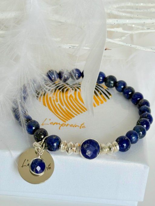 Lapis-lazuli -  Pierre centrale et Breloque Lapis-lazuli Argent à facettes - Apprêts Argent