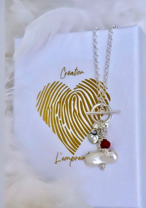 Perle Keshi - Mini Agate à facettes - Cœur Argent oxyde de zirconium