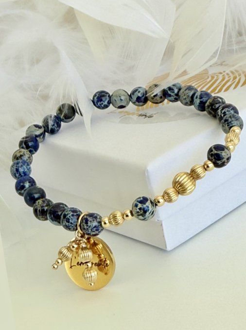 Jaspe impérial bleu - Apprêts Gold filled