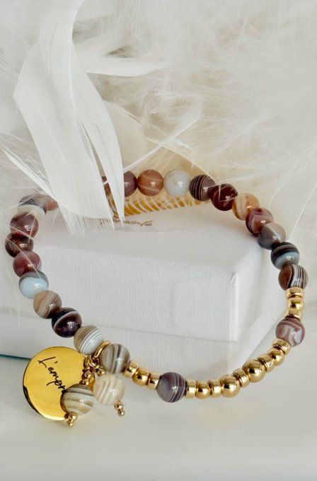 Agate du Botswana - Apprêts Gold filled