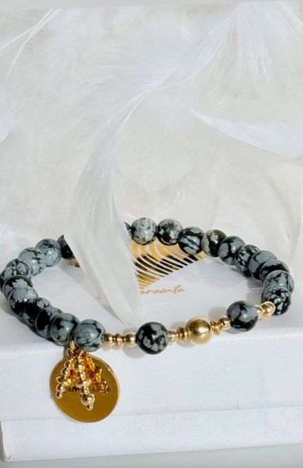 Obsidienne Flocon de neige - Apprêts Gold filled